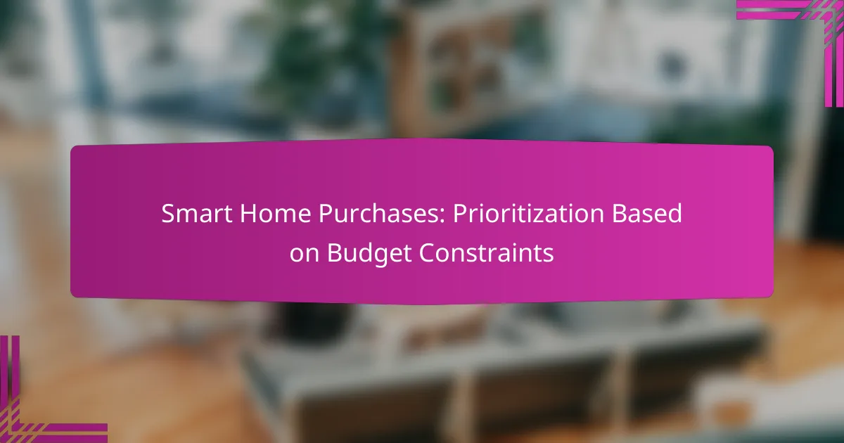 Smart Home Purchases: Prioritization Based on Budget Constraints