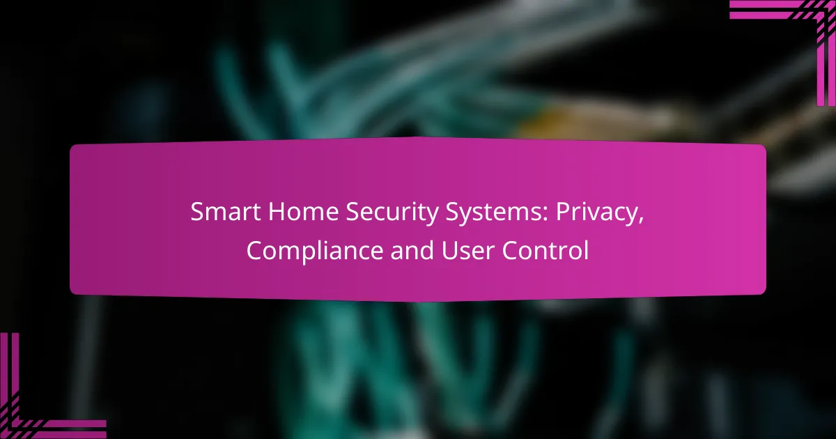 Smart Home Security Systems: Privacy, Compliance and User Control