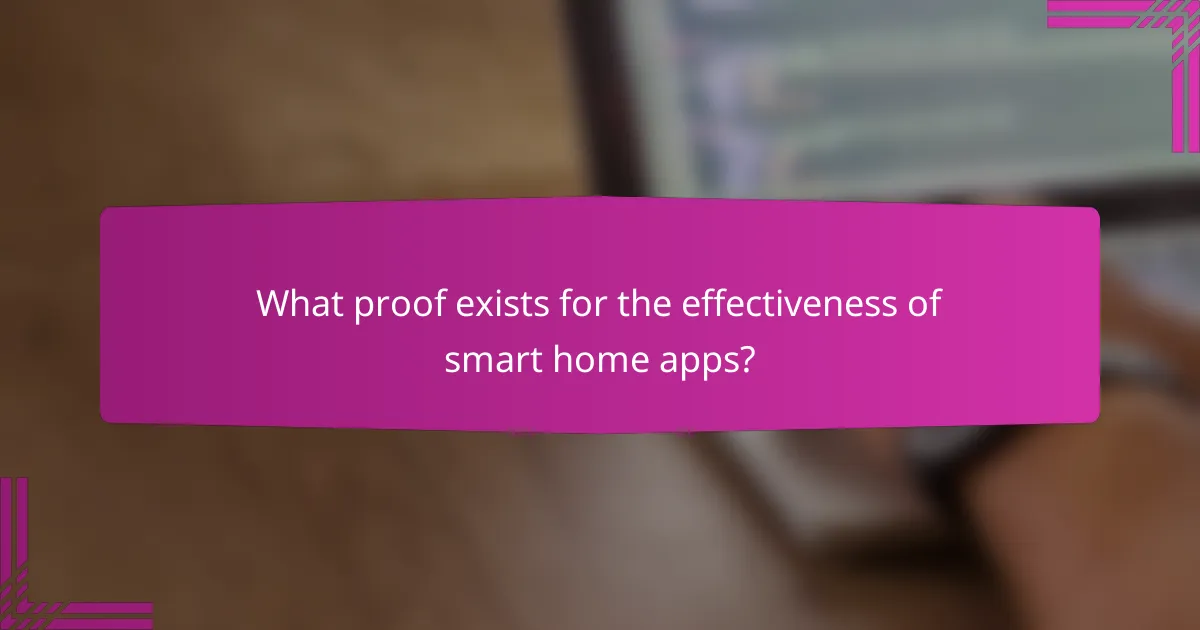 What proof exists for the effectiveness of smart home apps?